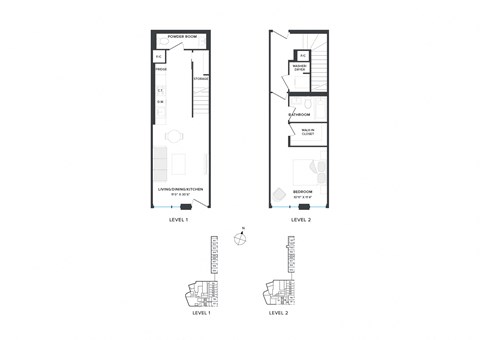 Floor plan for 1 bed, 2 baths, 813 sqft